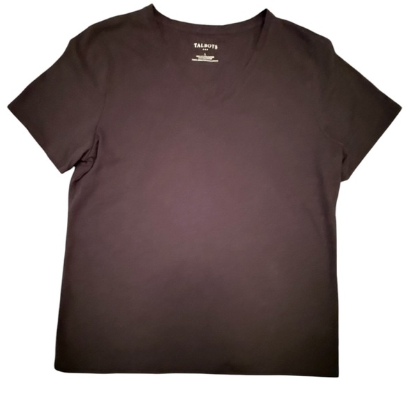 Talbots Black V-neck Short Sleeve Tee Size Large - Picture 1 of 6